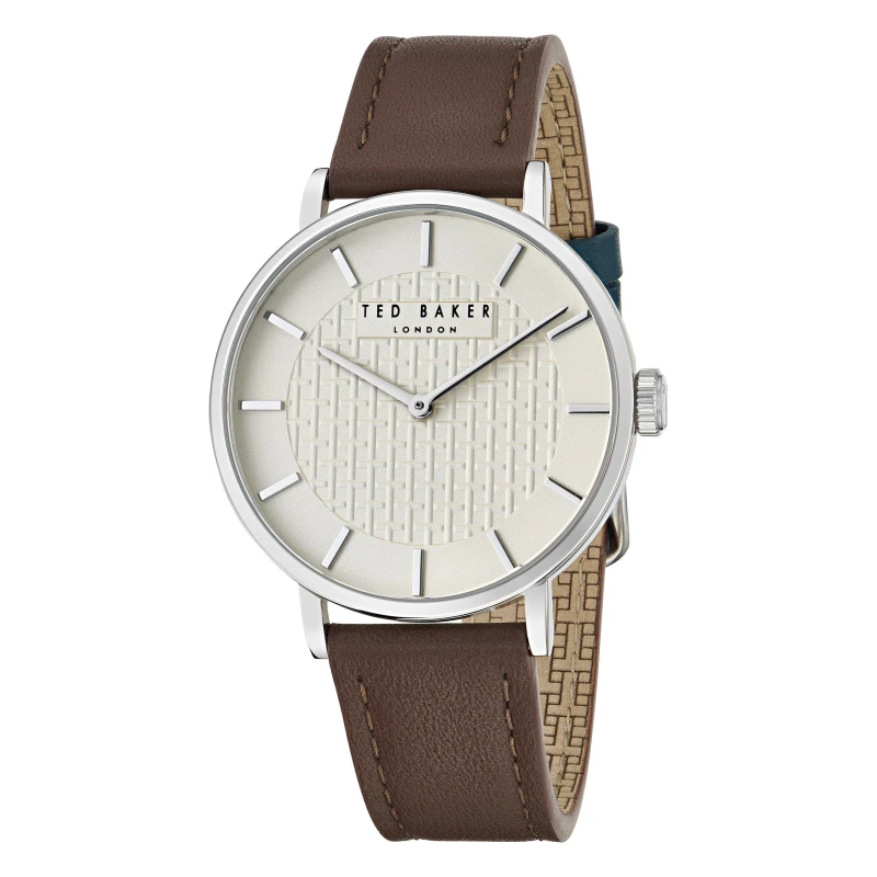 Image of Ted Baker Mens Precision Quartz Analogue Watch Cream/Silver male One Size