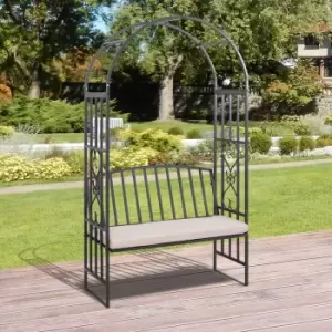 Image of Alfresco Grey Arched Metal Frame Bench, Grey
