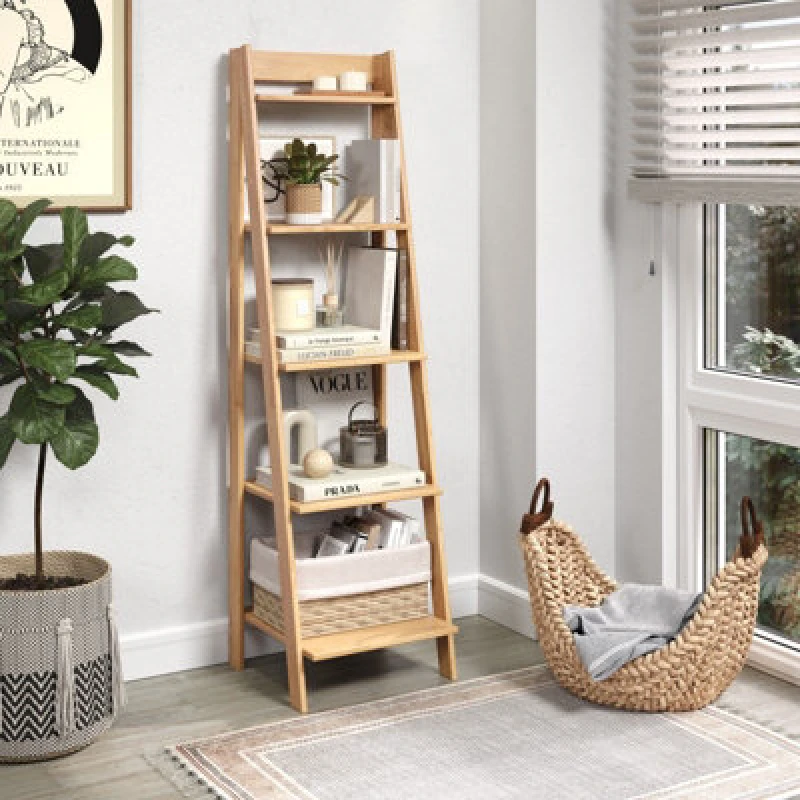 Image of Mercers Furniture Corona Ladder Bookcase Solid Pine Solid Pine With Mexican Styling, Brown COR124