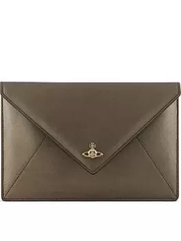 Image of Vivienne Westwood Saffiano Envelope Clutch Bag - Grey