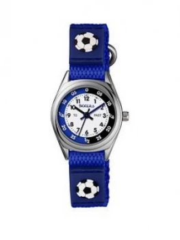 Image of Tikkers Tikkers Velcro Strap Football Kids Watch Blue