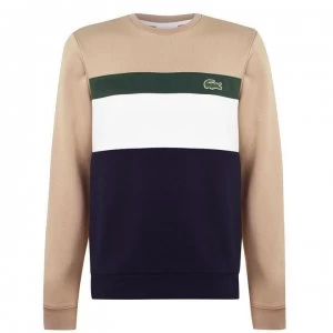 Image of Lacoste Blocked Crew Sweatshirt - Navy/Beige 9A1