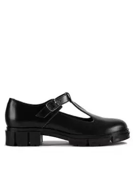 Image of Clarks Teala Bar Leather Flat Shoe, Black, Size 3, Women