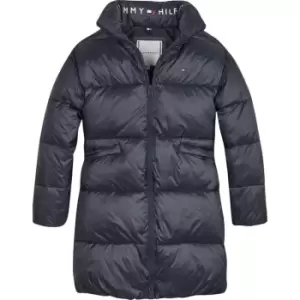 Image of Tommy Hilfiger Long Shiny Puffer - Blue