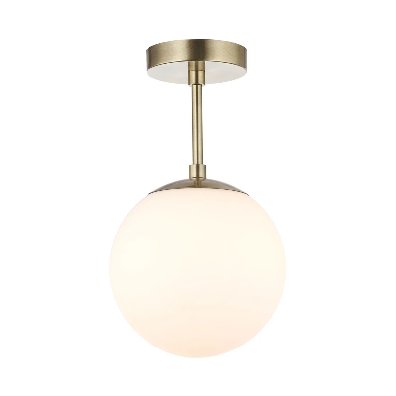 Image of Happy Homewares Traditional Glass Globe IP44 Bathroom Ceiling Light Fixture in Metallic Gold Metallic Gold Unisex
