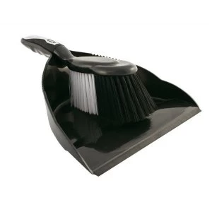 Image of Charles Bentley Dustpan and Brush Set Black and Chrome