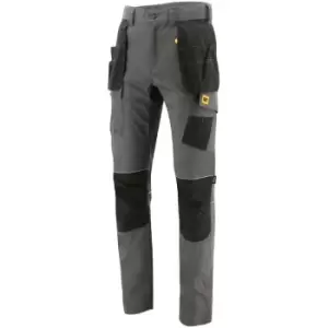 Image of Caterpillar Mens Stretch Cut Pocket Slim Work Trousers (38R) (Dark Shadow/Black) - Dark Shadow/Black