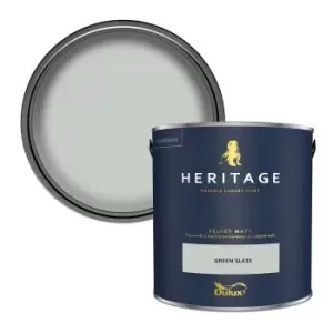 Image of Dulux Heritage Velvet Matt Green Slate Matt Emulsion Paint 2.5L