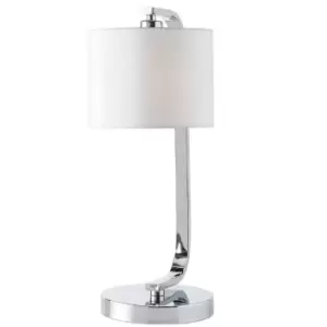 Image of Touch Dimmable Table Lamp Chrome & White Fabric Shade Modern Bedside Desk Light