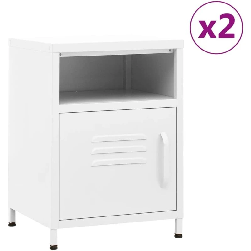 Image of VIDAXL Nightstands 2 pcs White 35x35x51cm Steel Vidaxl 8720286847640