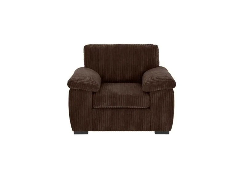Image of LUXURY LIFE Collingdale Jumbo Cord Fabric 1 Seater Sofa Chocolate
