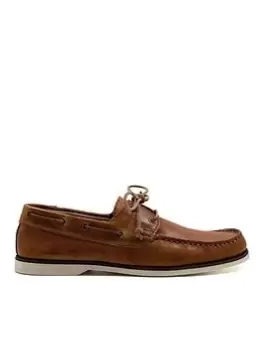 Image of Dune London Dune Bluesy Leather Boat Shoes, Light Brown, Size 8, Men