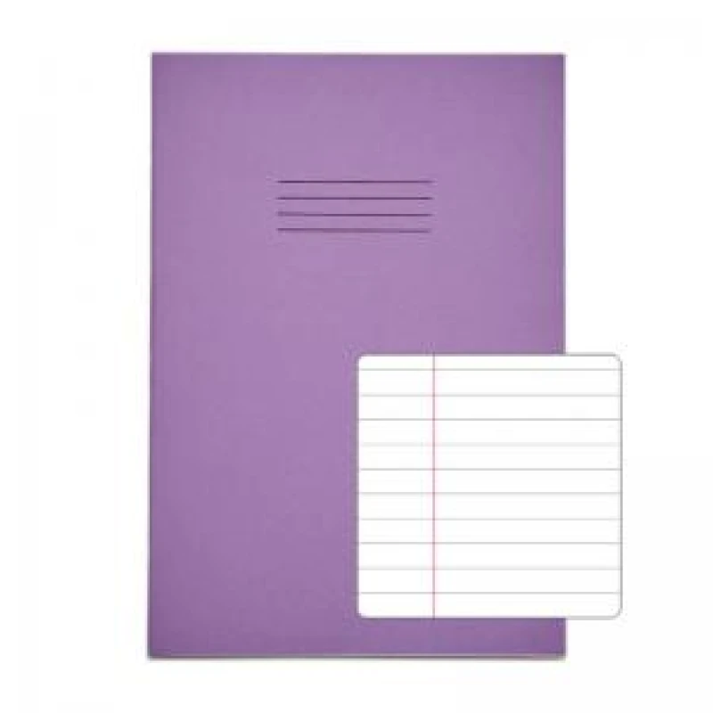 Image of Rhino A4 Exercise Book 32 Page Feint Ruled 8mm With Margin Purple...