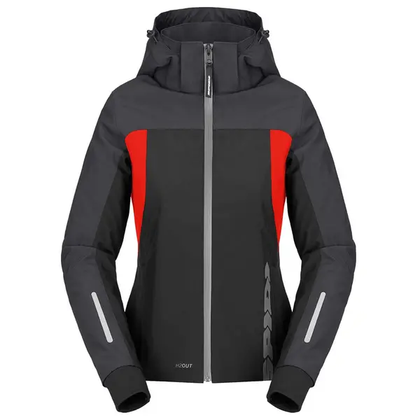Image of Spidi H2Out II Hoodie Lady Black Anthracite Fluo Red Size L