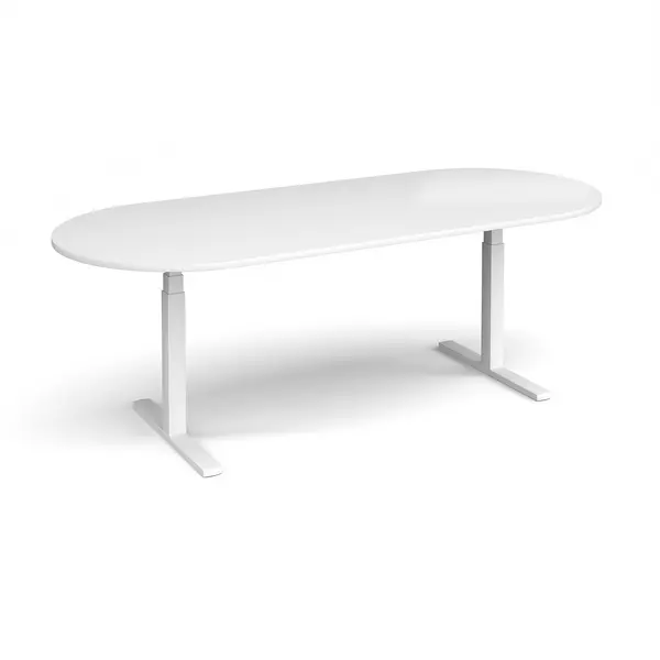 Image of Elev8 Touch D - End Sit Stand Office Boardroom Table - White - White Frame