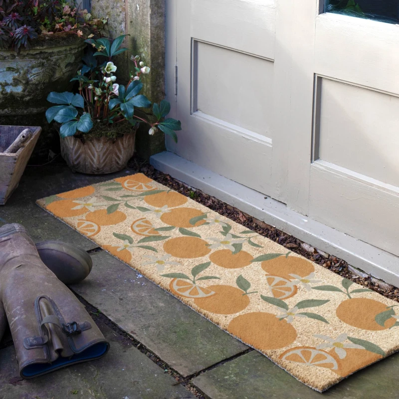 Image of Artsy Doormats Orange Pattern Doormat (120 X 40Cm)
