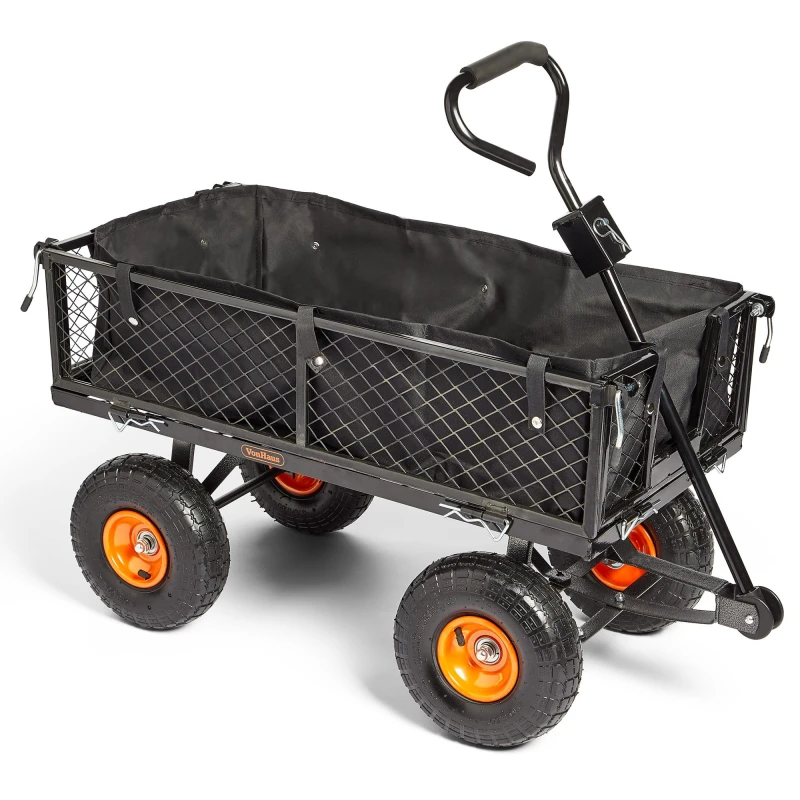 Image of VonHaus 350kg Weight Capacity Heavy Duty Garden Cart in Black Unisex