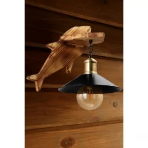 Image of Bal?k yan?k metal ba?l?kl? aplik Black Brown Wall Lamp