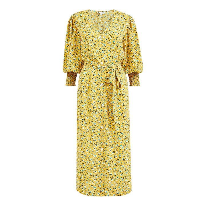 Image of Yumi Yellow Floral 'Gemma' Midi Dress - 8