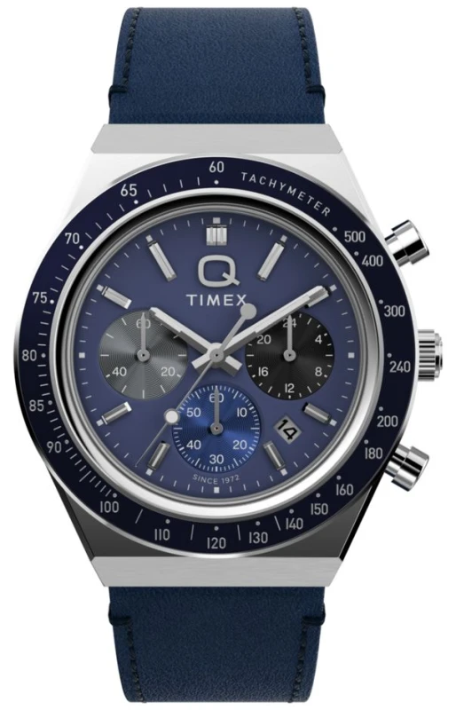 Image of Timex TW2Y36100 Q Timex Chronograph (40mm) Midnight Blue Watch