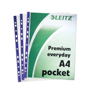 Image of Leitz Premium Polished Presentation Pockets Top and Side-opening A4 Clear Ref 62011 Pack 25