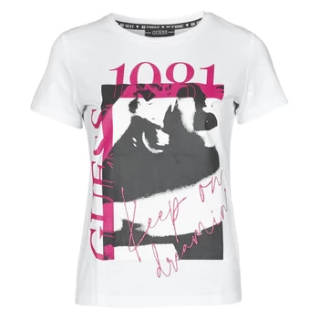 Image of Guess SS CN 1981 TEE womens T shirt in White - Sizes S,M,XL,XS