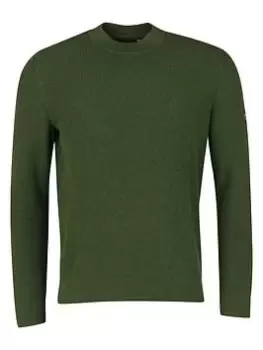 Image of Barbour International Corser Wool Mix Crew Neck Jumper, Green, Size 2XL, Men