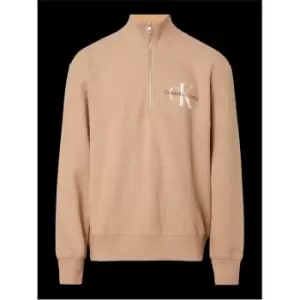 Image of Calvin Klein Jeans Monologo Waffle Half Zip Hwk - Neutral