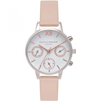 Image of Chrono Detail Silver & Nude Peach Watch