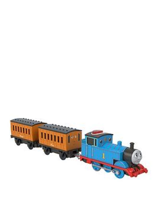 Image of Thomas & Friends Toy Train Motorized Talking Engine & Cargo Car/Tender Featuring Thomas from the Classic Series & All Engines Go JDF25