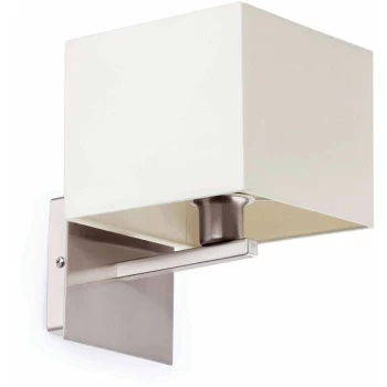 Image of Faro Thana - 1 Light Indoor Wall Light White, Satin Nickel with Shade, E14