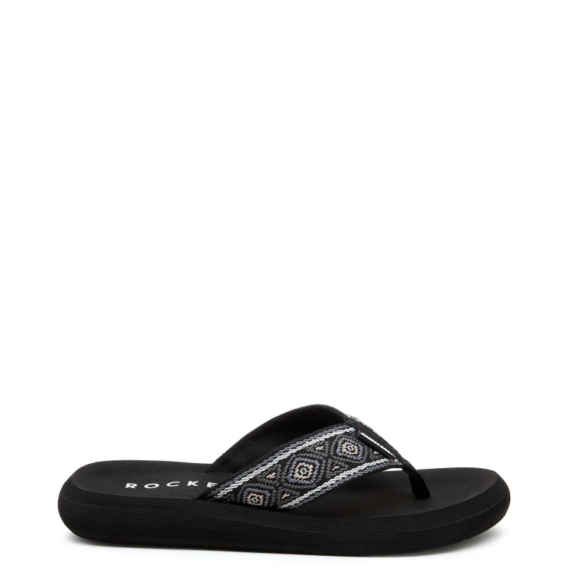 Image of Rocket Dog Womens Spotlight Camden Flip Flops UK Size 3 (EU 36) Black multi RKD294-BLKMUL-3