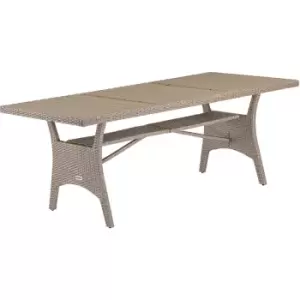 Image of Poly Rattan Dining wpc Table 190x90x75cm Weather-Resistant Garden Patio Furniture - Black, Brown, Cream, Grey Cream - Casaria