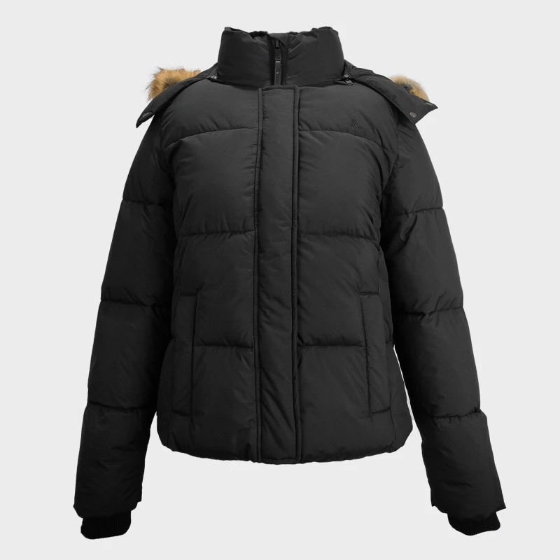 Image of Jack Wills Womens Riley Water Resistant Detachable Hood Short Puffer Jacket Black female 6 (2XS)