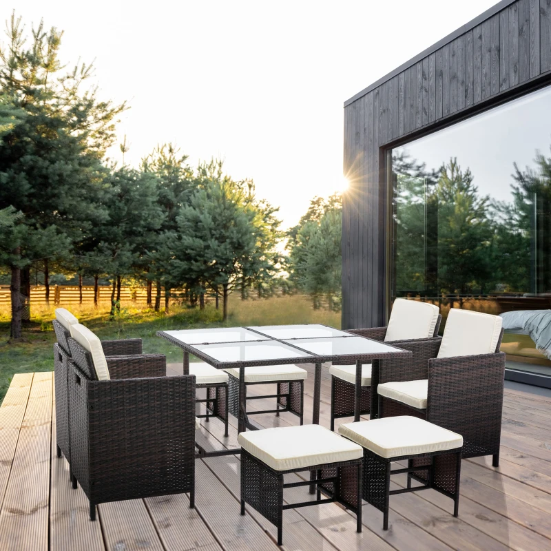 Image of MCC Direct Rattan Garden Furniture Table and Chair set Cuba Brown