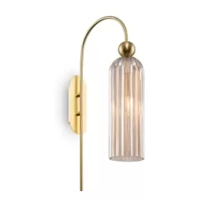 Image of Maytoni Antic Modern Wall Lamp Gold, Glass Cognac Shade
