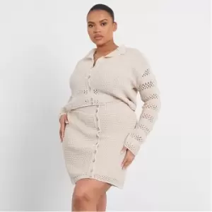 Image of I Saw It First Plus Size Crochet Button Front Mini Skirt - Brown
