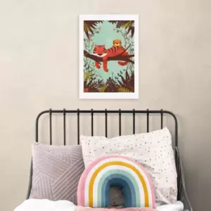 Image of East End Prints Sleeping Tiger Print MultiColoured