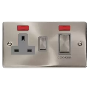 Image of Click Scolmore Deco Ingot 45A Cooker Switch Unit with 13A 2 Pole Neon Switched Socket - VPSC505GY