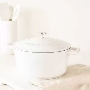 Image of MasterClass Cast Aluminium 24cm Casserole Dish, 4L Cream