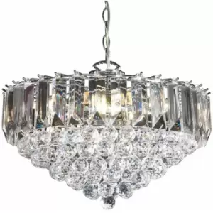 Image of 6 Light Chandelier Pendant Chrome Clear Shade Hanging Ceiling Feature Lamp Bulb