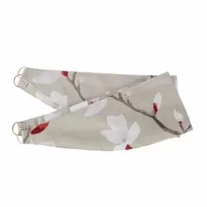 Image of HOMESCAPES Red 'Anita' Floral Tie Back Pair - Red & Beige