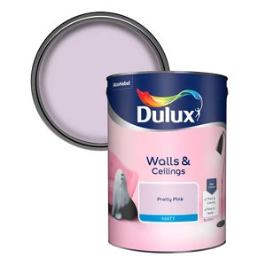 Image of Dulux Walls & Ceilings Pretty Pink Matt Emulsion Paint 5L