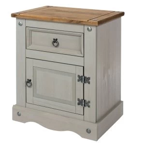 Image of Halea 1-Drawer, 1-Door Bedside Cabinet - Grey