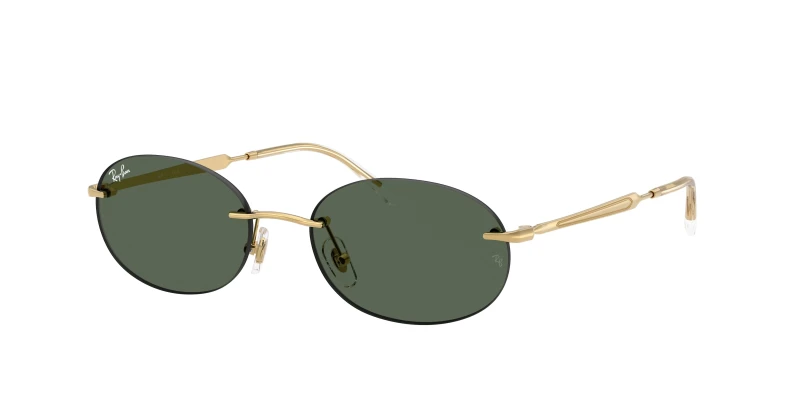 Image of Ray - Ban Unisex Ray - Ban RB3767 001/71 Sunglasses Metal Gold Green Round Normal Gold Sunglasses Unisex Metal
