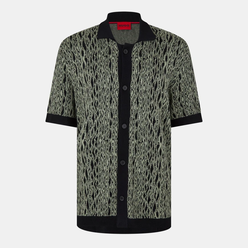 Image of Hugo Mens Knit Top Open Green 391 male S