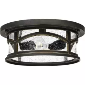 Image of Outdoor IP44 1 Bulb Flush Light Low Ceiling Palladian Bronze LED E27 60W