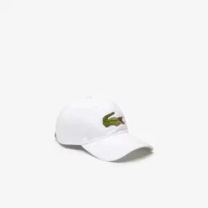 Image of Lacoste Unisex Contrast Strap And Oversized Crocodile Cotton Cap Size Unique size White
