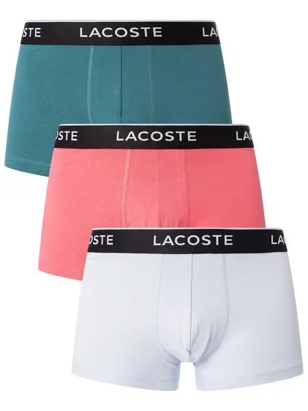 Image of Lacoste 3 Pack Trunks Grey/Pink/Black XL