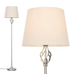 Image of Memphis Brushed Chrome Floor Lamp with Beige Aspen Shade